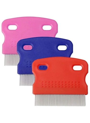 Khazna Flea Comb, Medium, 3 Pcs Pet Lice Flea, Flea Comb Tear Stain Combs for Pet Grooming and Removal