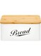MahMir Modern Metal Bread Box with Bamboo Cutting Board Lid - Bread Storage Container for Kitchen Counter - Vintage Kitchen Decor Organizer - Elegant Bread Organizer - Large Bread Tin