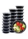 Vsell24&trade; 50PC 16oz 475ml Round Disposable Microwave Containers with Lids Black BPA Free for Take Out Food Bowls Salad Container