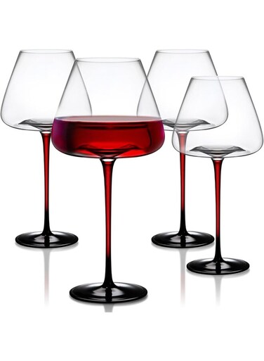 6PCS Crystal Red Wine Glasses, 18Oz Large Wine Glasses with Long Stem,Burgundy Wine Glasses Hand Blown Lead-Free Glass, Ideal Gift Packaging for Wedding,Anniversary, Birthday