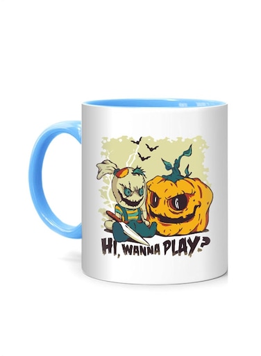 Styles Halloween Evil Wanna Play Blue Inner Mug Printed Mug White/Blue