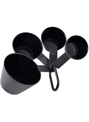 Bergner Foodies 4 Pcs Measuring Cup Set, Nylon, Black, BG39925Bk