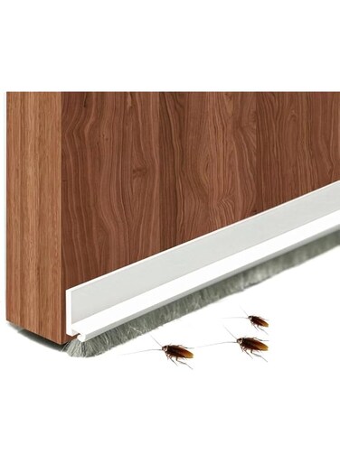 Tazweeq Under Door Draft Stopper with Brush, Quiet Door Sweep, 39" Length, 2" Width, Noise &amp; Dust Barrier, Self-Adhesive Weather Strip for Uneven Floors, Easy Install, Protects Small Animals &amp; Insects