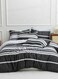 Home Single Size 4 Pieces Duvet Cover Set Black Stripe Design