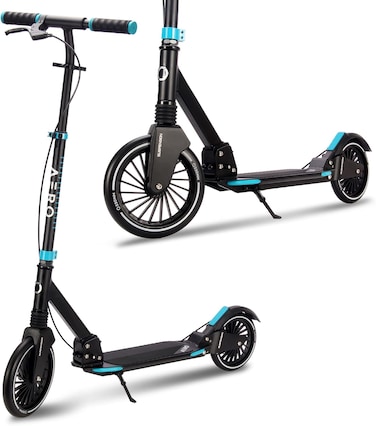 سكوتر Aero Big Wheels للأطفال من عمر 8 إلى 12 عامًا، والمراهقين والبالغين. سكوتر تنقل للكبار مزود بفرامل يدوية، وبساط مطاطي، ونظام امتصاص للصدمات، وقابل للطي وتعديل الارتفاع.