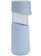 No.0979 Tousson Glass Cup   Drink Bottle 9X7Cm - Food Grade Glass, Push And Pull Design With Hidden Silica Gel Lift Rope For Easy Carrying - 403Ml Pastel Blue