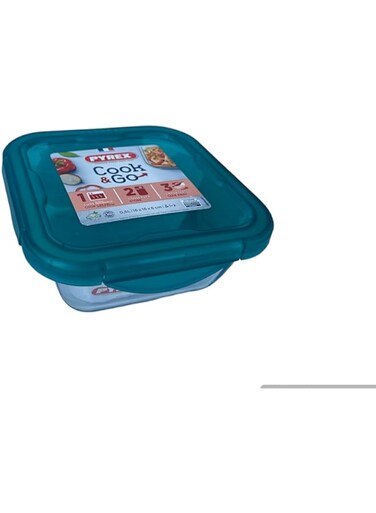 Pyrex Cook&amp;Go 0.8L Square Storage Dish with Airtight Lid - Versatile Freezer-to-Oven Solution- GREEN