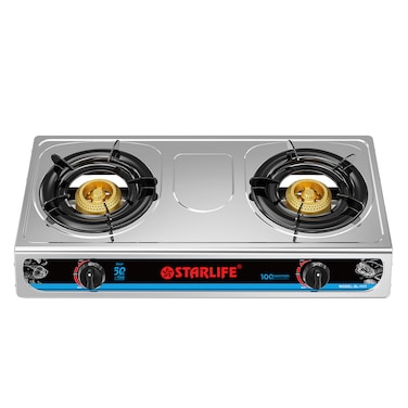 STARLIFE Gas Stove 2 Burners Stainless Steel Table Top Cooker, SL-1117