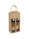 PawPawU&reg; Wine Bottle Gift Bags With Handle, Reusable Burlap Double Red Wine Holder Carrier with Window to Present Wine, Champagne, Beer and Other Spirits (For 2 Bottles)