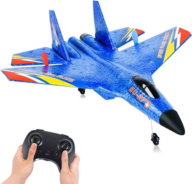 SU-27 RC Airplane,2.4GHz 2 Channel Remote Control Plane with Gyro Night Lights and 1 Batteries, Easy to Fly