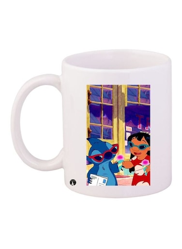 Cartoon Printed Coffee Mug White/Red/Blue 11ounce