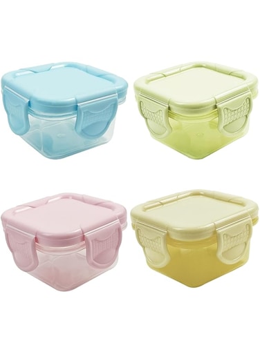 NALACAL 2oz Reusable Plastic Salad Dressing Containers to Go, Set of 4, Small Sauce Cups with Sealing Lids, Leak-Proof Food Containers for Lunch Box