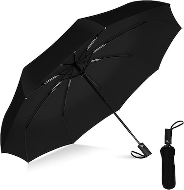 Compact UV Protection Umbrella for Summer Sun and Rain - Black
