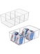 Vtopmart 2 Pack Food Storage Organizer Bins, Clear Plastic Container Boxes for Pantry, Kitchen, Fridge, Cabinet Organization, 4 Compartment Holder for Packets, Snacks, Pouches, Spice Packets