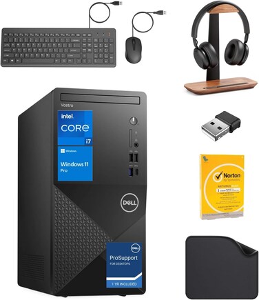 ديل كمبيوتر مكتبي 3030 بمعالج انتل i7-14700 الجيل 14 وذاكرة RAM 64GB وSSD 2TB W11 برو (يتضمن حامل سماعة راس الموجة الاولى + واي فاي USB + ماوس سلكي + كيبورد + قاعدة ماوس + مضاد للفيروسات)