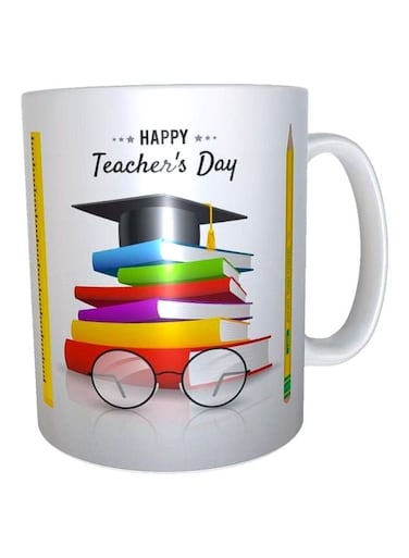 Print Happy Teacher's Day Printed Mug Green/Yellow/Red Standard