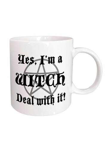 I'm A Witch Deal With It Printed Mug White/Black
