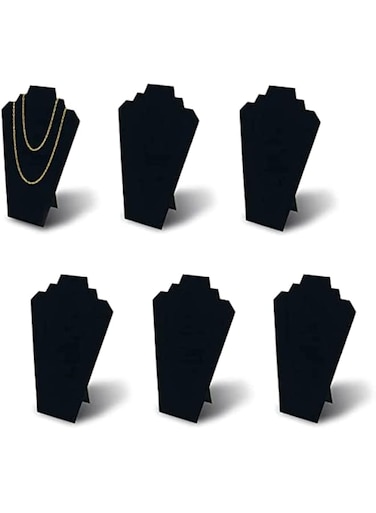 SeeWonder Velvet Jewelry Display Stand with Reinforced Bracket (Black, Pack of 6 Pieces, 12.5in)