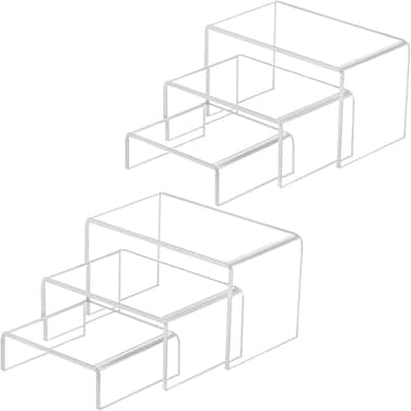 WEITELAI Acrylic Risers for Display - 6 PC Transparent Rectangle Stands for Cupcakes, Desserts, and Collectibles