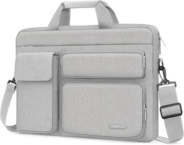 MOSISO Laptop Shoulder Bag with 2 Raised&amp;1 Flapover&amp;1 Horizontal Pocket&amp;Handle&amp;Belt
