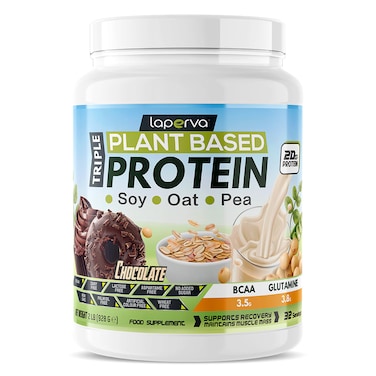 Laperva Triple Plant Based Protein Powder, Laperva Triple Vegan Protein - Chocolate, 2lb, Maintain Muscle Mass and Supports Recovery and Endurance, Plant-Based, Non-GMO, Dairy-Free
