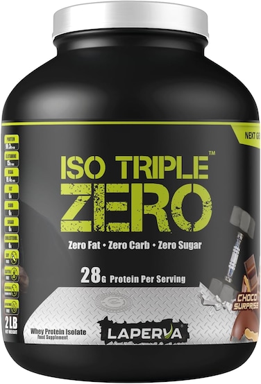 Laperva ISO Triple Zero Whey Protein Isolate &ndash; Over 28g Protein, Zero Carb, Zero Sugar, Zero Fat &ndash; BCAA-Rich, Fast Absorption, Soy-Free, Halal-Certified (2lb - 36 Servings) (Choco Surprise)
