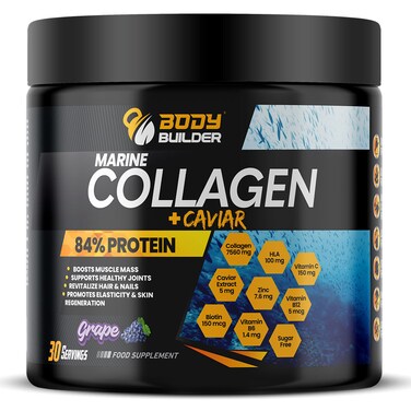 Body Builder Marine Collagen plus Caviar, Grape, 270 gm