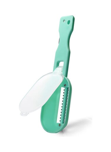 Moon Shaped Fish Scaler Knife with Container Green 20cm