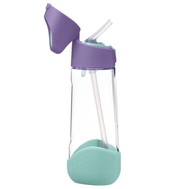 Big Kids Tritan&acirc;&bdquo;&cent; Drink Bottle with Straw   Leakproof Push Button Lid   Ergonomic Triangle Grip   BPA-Free Reusable Water Bottle for School Kids   600ml-Lilac Pop