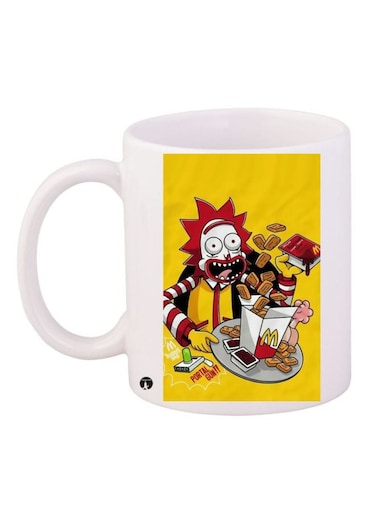 Rick And Morty Printed Coffee Mug White/Yellow/Red