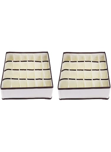 Calish Collapsible Drawer Organisers (2 Pack) Drawer Dividers Wardrobe Closet Organisers, Socks Bra Underwear Storage Boxes for 24 Cell
