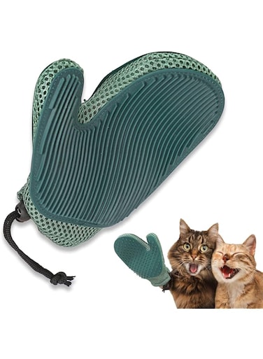 TERRIFI 2 in 1 Cat Hair Glove &amp; Pet Fur Remover Glove, Dog Grooming Glove Brush for Shedding, Massage, Efficient Pet Hair Remover Mitt for Uproot Cleaner Clothes, Couch, Carpet