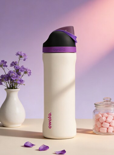 Insulated Stainless Steel Water Bottle with Straw for Sports and Travel, 24-Ounce Pink Purple 24 OZ