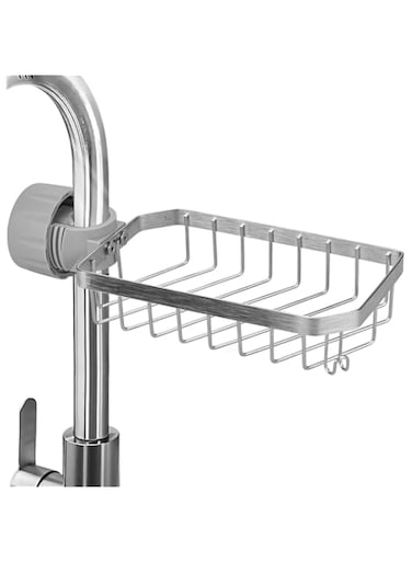 Azonee Kitchen Faucet Sponge Holder, Stainless Steel Faucet Rack, Adjustable Sponge Holder for Kitchen &amp; Bathroom, Kitchen Faucet Caddy Organizer for Holding Sponge/Dish Soap/Rag (Sliver)