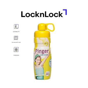 LocknLock 450ml Finger Water Bottle - Yellow, Compact, Airtight, and Durable for Sports and Daily Use
