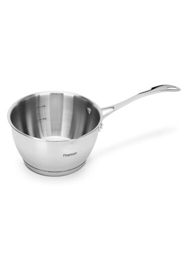 Saucepan 1.7L with Measuring Mark, Stainless Steel Saucepan 16x8cm Felice Series, 18/10 Inox 304 Steel, Induction Bottom Compatible with all types of Stovetops