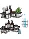 Beauenty Corner Adhesive Shower Caddy Shelves with Toothbrush Holder and 12 Hooks, Rustproof Stainless Steel Bathroom Organizer, No Drilling Wall Mounted Rack, Black (C)