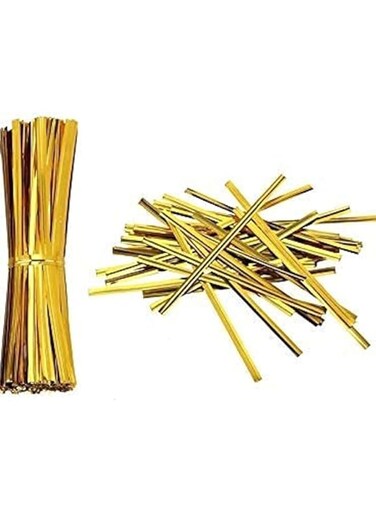 Cake Decor Metallic Chocolate Twisters Ribbon Ties Twist Ties 500pcs (Gold)