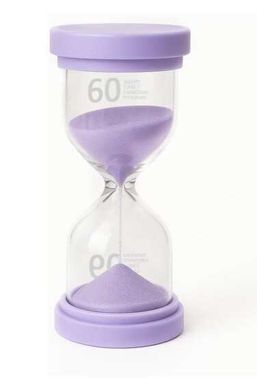 Sand Timer, 60 Minutes Decorative Hourglass Clock for Kitchen Home Office School Decoration 13cm Height (60 min, Purple)