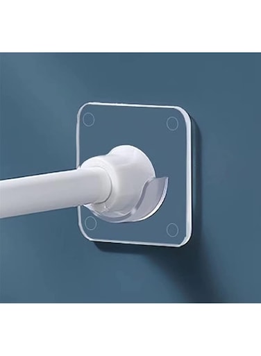 Adhesive Curtain Rod Holder, Shower Curtain Rod Mount Holder for Wall Adhesive Shower Rod Tension Retainer,Transparent Tension Bracket, No Drilling (4 Pack), (Does not include rod) 1.58 x 0.47 in