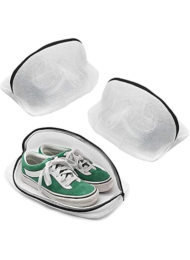 Shoe Cleaning Bags, 3 Pack Reusable Mesh Laundry Bags with Zipper, Ideal for Sneakers, Socks, and Bras, Fits Men's Size 12, Travel Organizer for Washing and Drying Shoes (24CM*42CM)