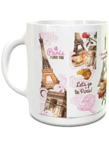 imPRESS White Ceramic Coffee Mug with Love Paris Design