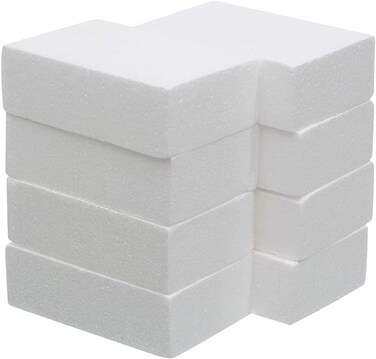 CRAFT MAGIC 8-Pack 8&times;4&times;2 Inch Foam Blocks &ndash; Polystyrene Bricks for Arts &amp; Crafts, School Projects, Sculpting, Modelling and Floral Arrangements