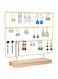 Benting Earrings Organizer Jewelry Display Stand, 3-Tier Earring Holder Rack for Hanging Earrings, Metal and Wood Basic Large Storage Earring Jewelry Display Tree WIith Wood Stand (Gold)