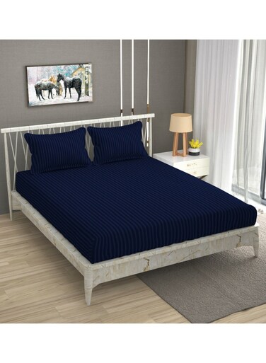 Premium Queen Size Flat Bedsheet with 2 Matching Pillowcases &acirc;&euro;&ldquo; Luxury Modern Design &acirc;&euro;&ldquo; Oversized Comfort (230x250 cm) Soft, Breathable Microfiber Bedding Set for All Seasons