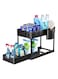 Double Layer Pull-out Storage Rack for Sink, 2 Tier Multi-purpose Kitchen Under the Sink Organizer Under Bathroom Sink Shelf Storage Rack for Countertop Laundry -Black