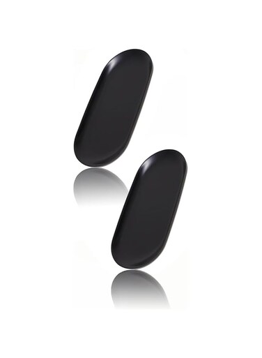 Stainless Steel Decorative Tray Set - 7 Inch Long Oval Jewelry Dish, Cosmetics Organizer, Bathroom Clutter Storage, Serving Platter, Matte Black (Pack of 2)