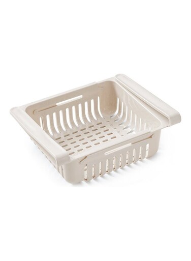 Fridge Organizer Pull Out Drawer Refrigerator Clip On Under Shelf Basket For Kitchen Storage Fits Beige 20*8*16cm