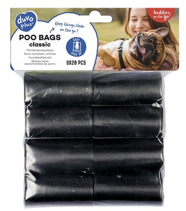 Duvo+ Classic Poo Bag Black 8 x 20pcs