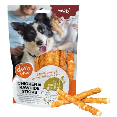 Duvo+ Meat Chicken &amp; Rawhide Dog Sticks 12.5cm &ndash; 100g
